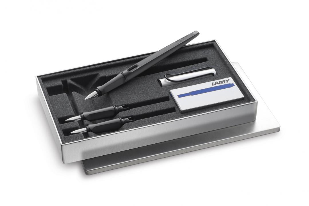 Schönschreibfüller Set mattschwarz Aluminium